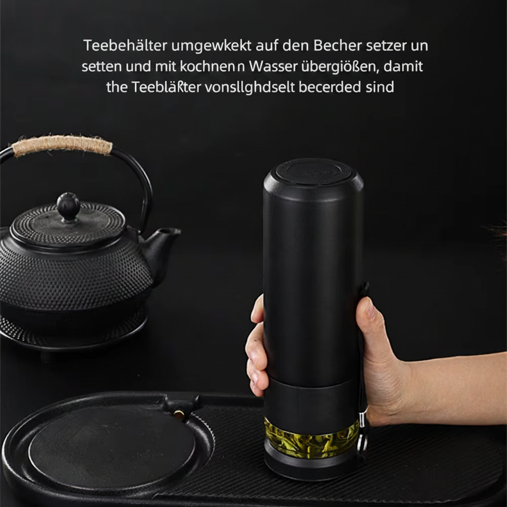 500ml Thermobecher mit Teesieb & separatem Teefach – BPA-freier Edelstahl Reisebecher für Büro & Reisen