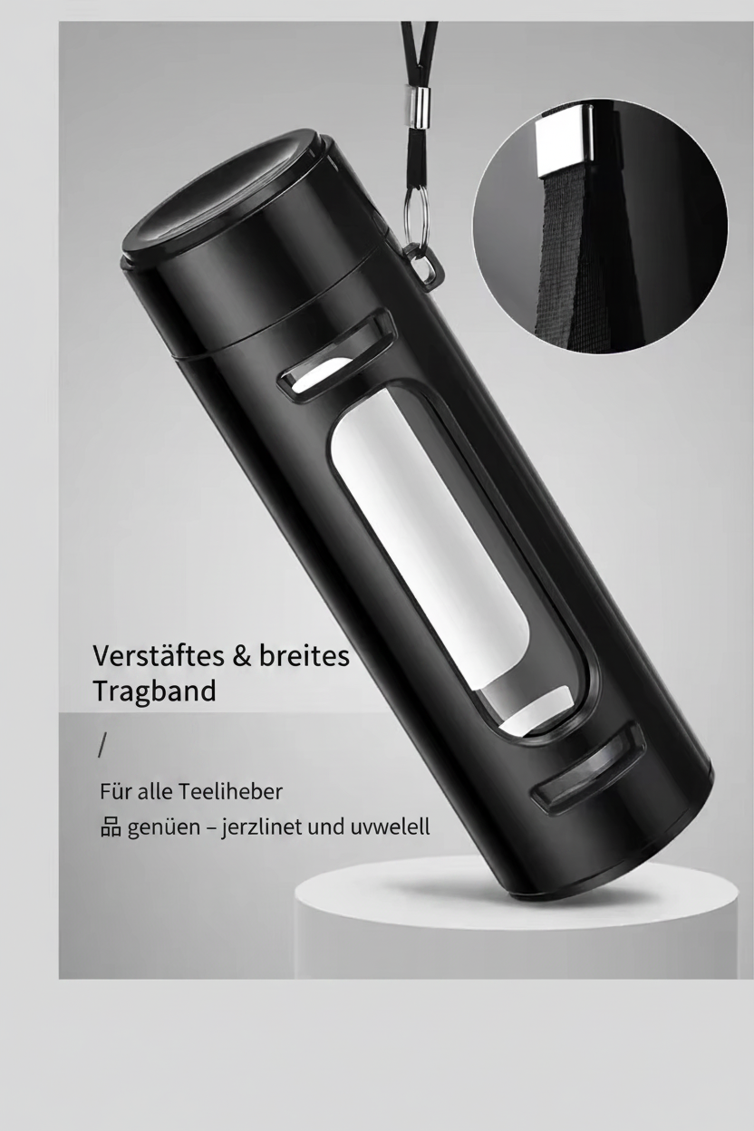 Borosilikat-Glasflasche mit Teesieb & Staufach – 400/600/800/1000ml | BPA-frei | Kostenloser Versand