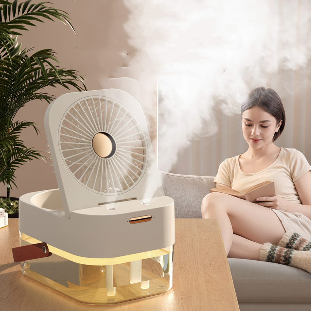 Tragbare Klimaanlage USB – Sprühventilator mit Eis & Aroma für Büro, Schlafzimmer & Zuhause