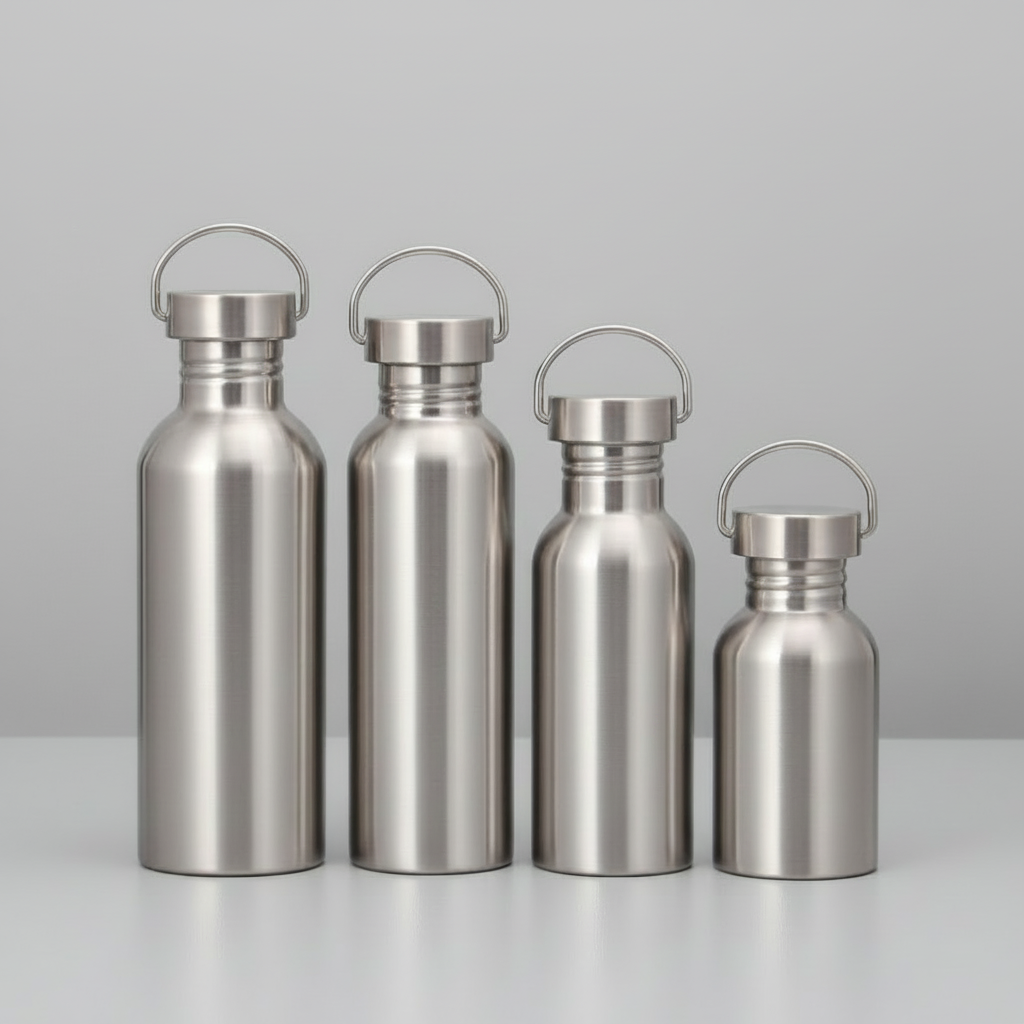 Edelstahl-Trinkflasche mit Metalldeckel – 100% plastikfrei | 350–2000