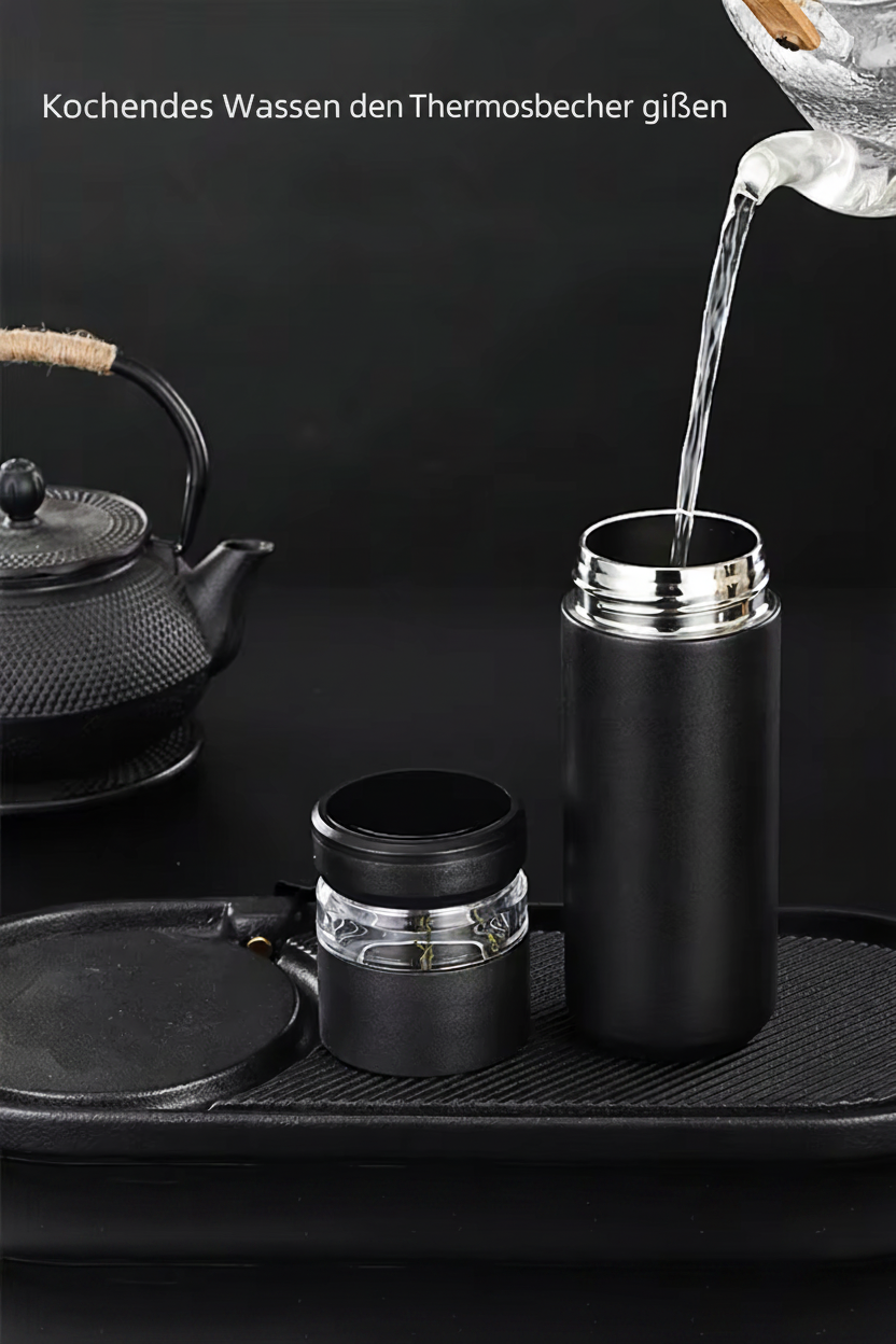 500ml Thermobecher mit Teesieb & separatem Teefach – BPA-freier Edelstahl Reisebecher für Büro & Reisen