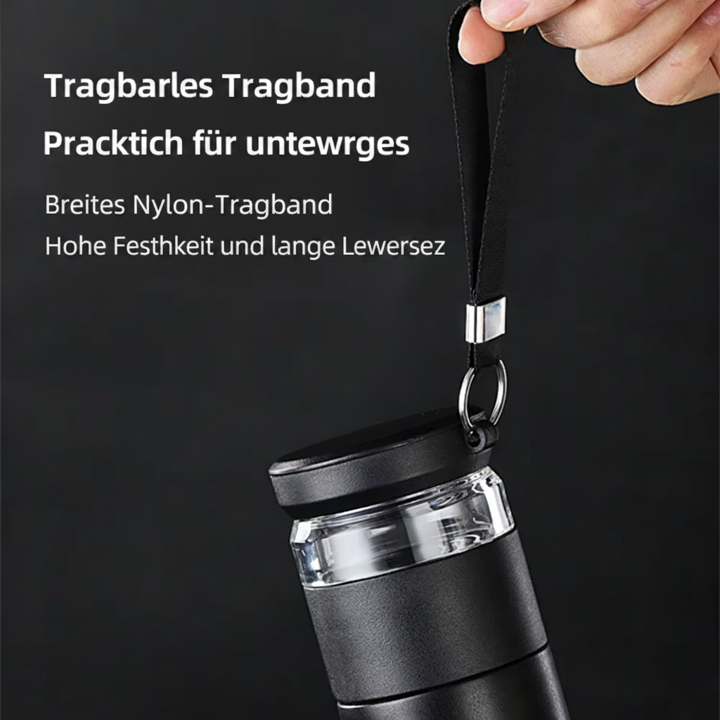 500ml Thermobecher mit Teesieb & separatem Teefach – BPA-freier Edelstahl Reisebecher für Büro & Reisen