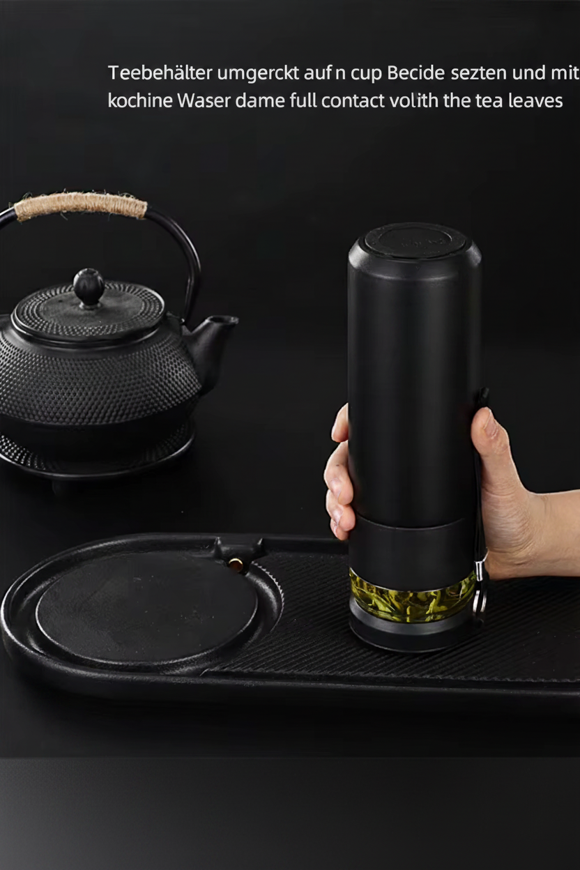 500ml Thermobecher mit Teesieb & separatem Teefach – BPA-freier Edelstahl Reisebecher für Büro & Reisen