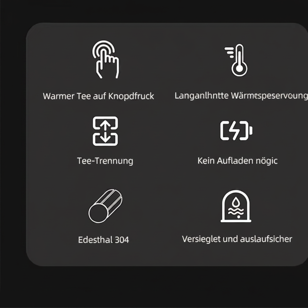 500ml Thermobecher mit Teesieb & separatem Teefach – BPA-freier Edelstahl Reisebecher für Büro & Reisen