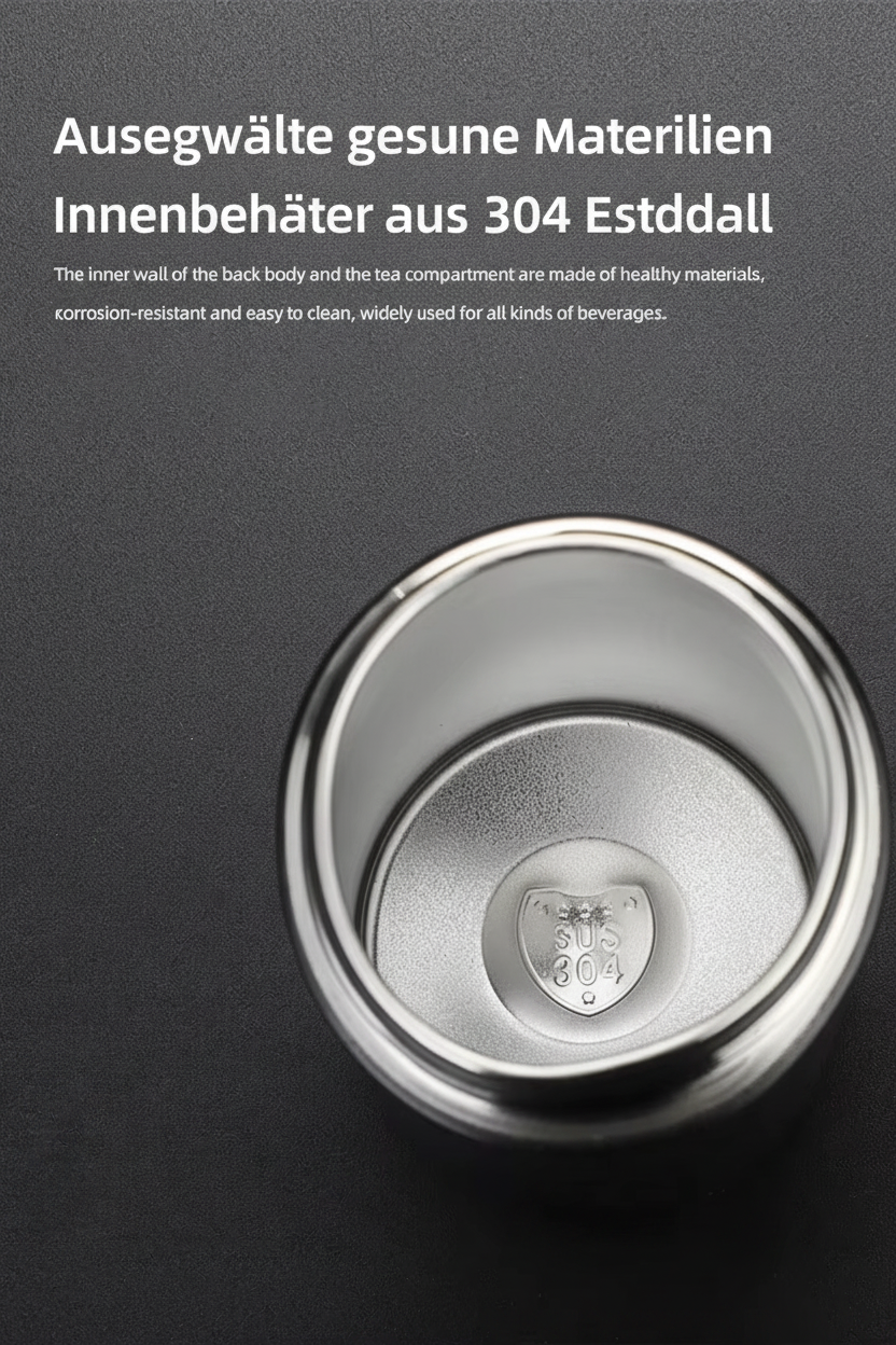 500ml Thermobecher mit Teesieb & separatem Teefach – BPA-freier Edelstahl Reisebecher für Büro & Reisen