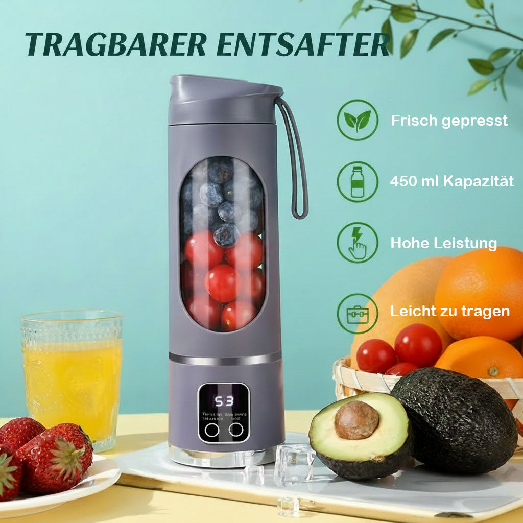 Elektrischer Mini-Entsafter 450ml | 3 Stufen | 10 Klingen | USB-C | Smoothie & Eis | BPA-frei