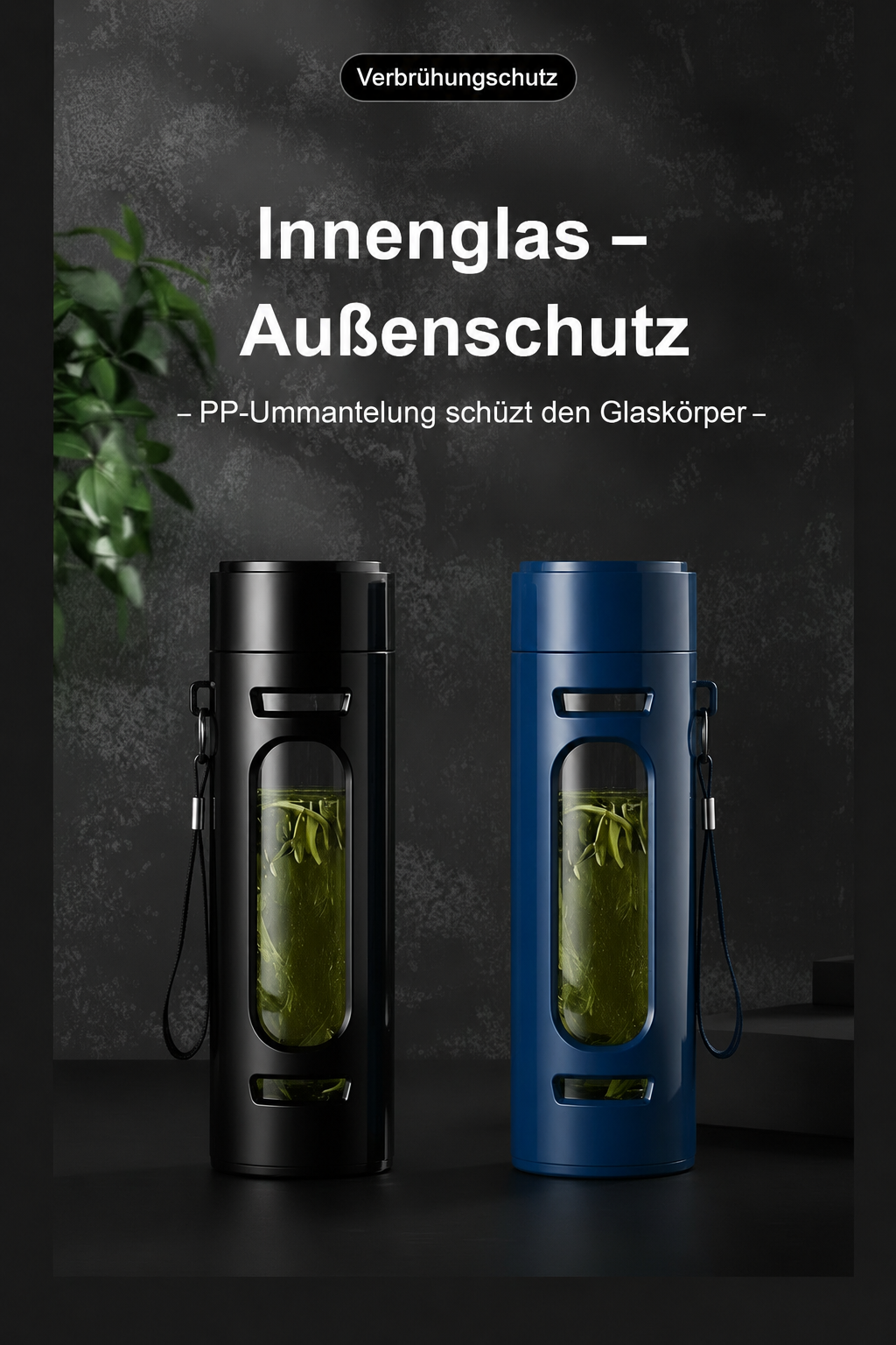 Borosilikat-Glasflasche mit Teesieb & Staufach – 400/600/800/1000ml | BPA-frei | Kostenloser Versand