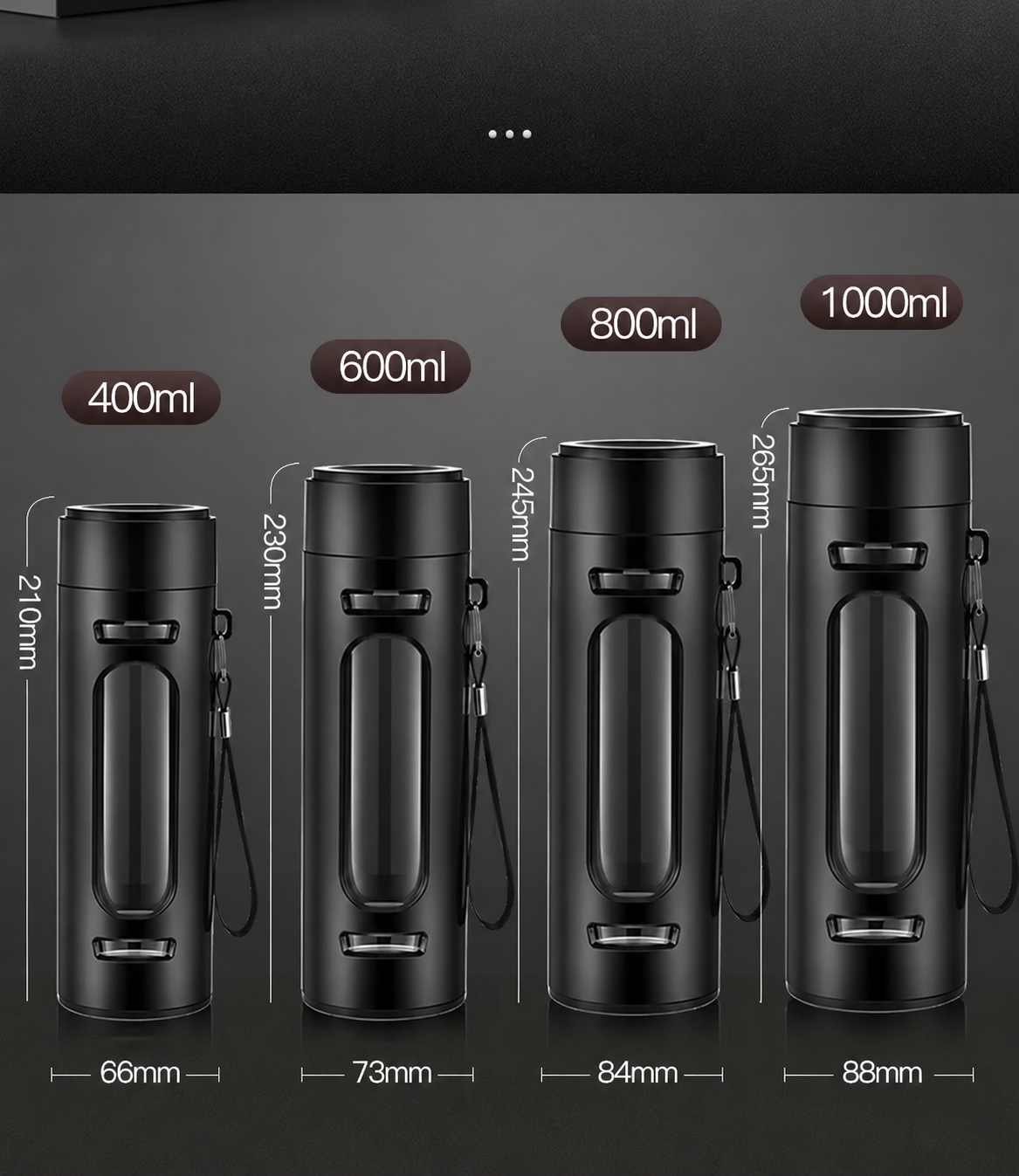 Borosilikat-Glasflasche mit Teesieb & Staufach – 400/600/800/1000ml | BPA-frei | Kostenloser Versand