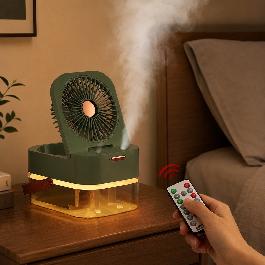 Climatiseur portable USB – Ventilateur brumisateur avec glace et arôme pour bureau, chambre et maison