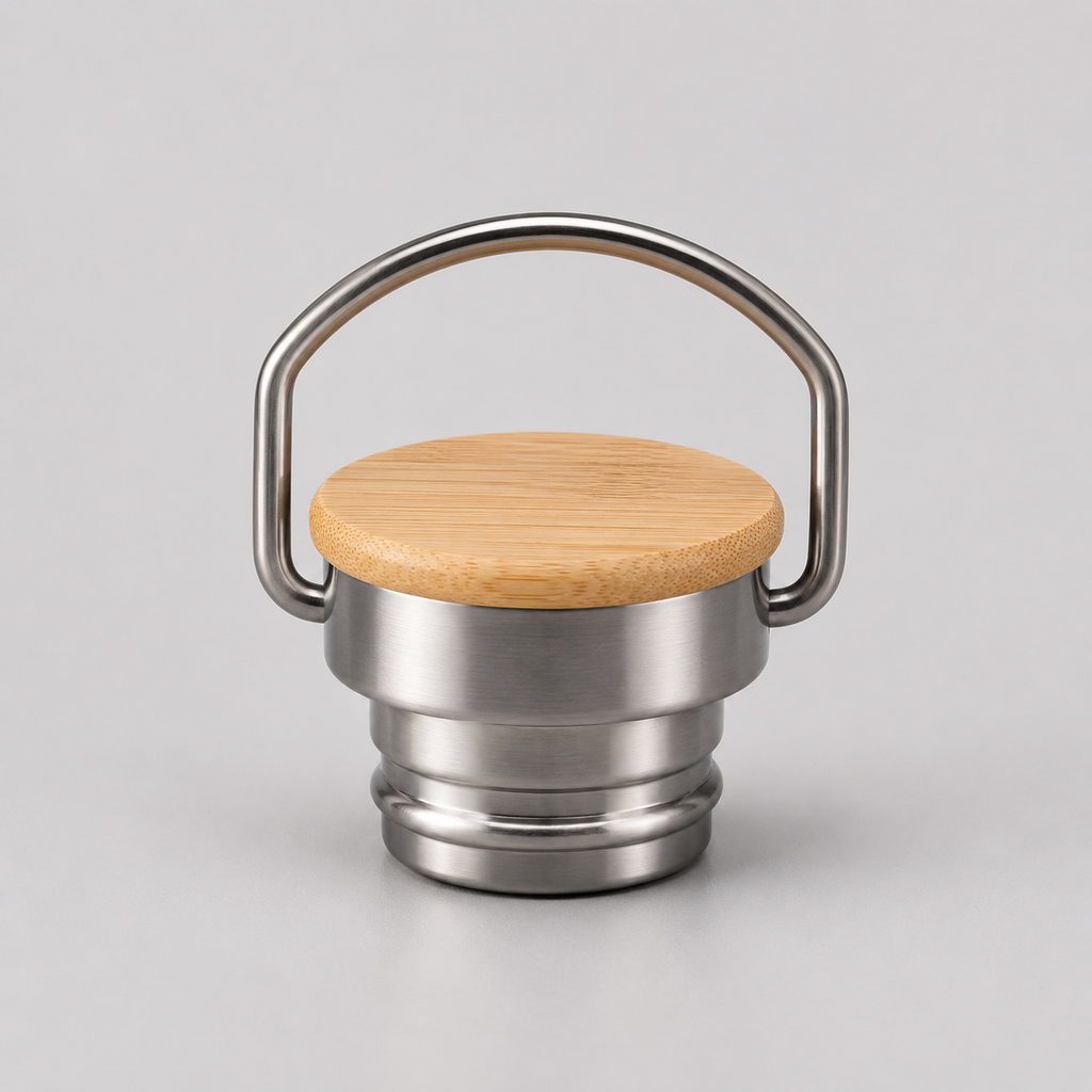Edelstahl-Thermosflasche mit Bambus-Deckel – Doppelwandige Vakuum-Isolierflasche