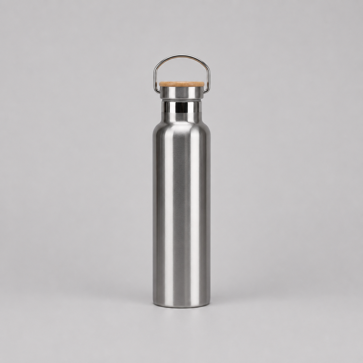 Edelstahl-Thermosflasche mit Bambus-Deckel – Doppelwandige Vakuum-Isolierflasche