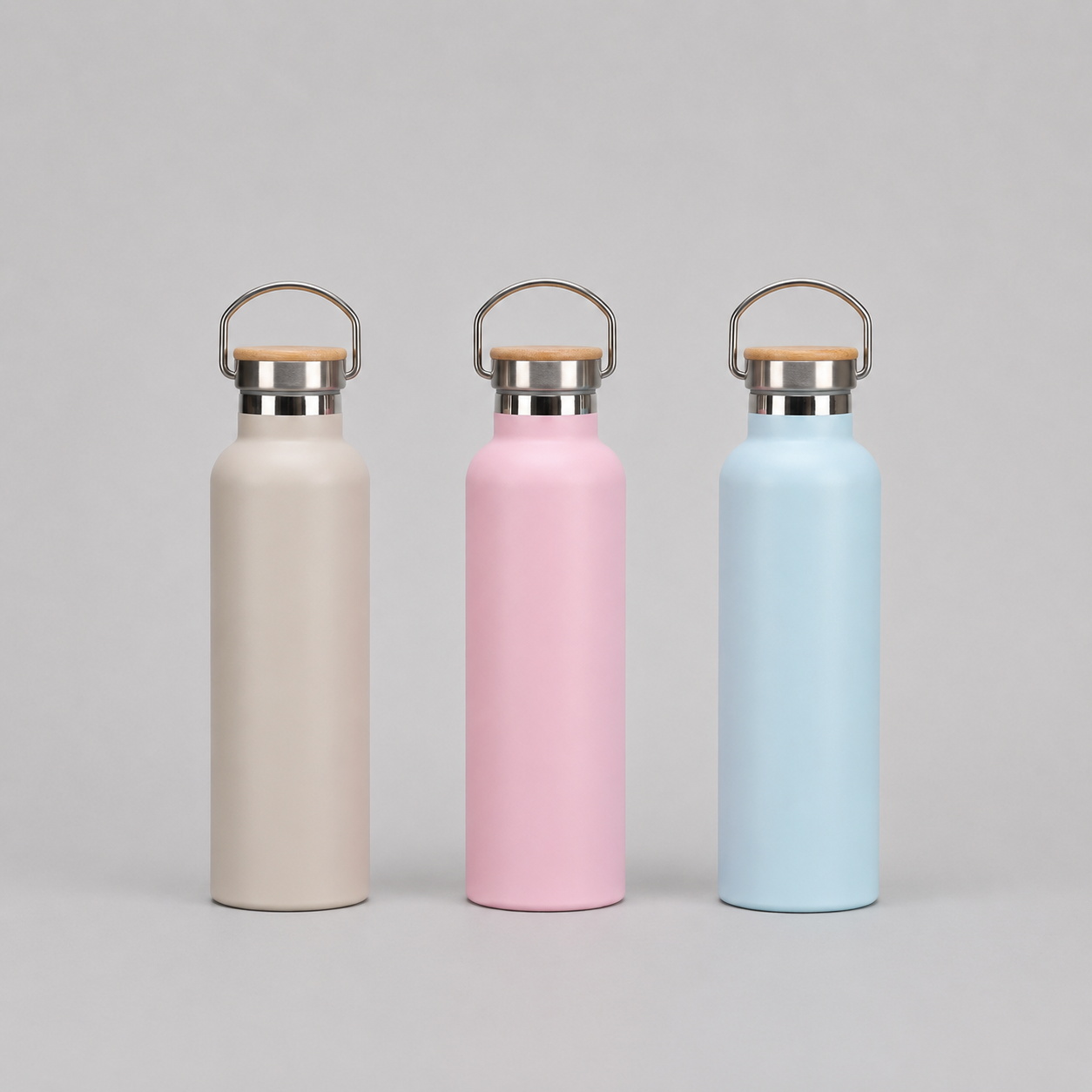 Edelstahl-Thermosflasche mit Bambus-Deckel – Doppelwandige Vakuum-Isolierflasche