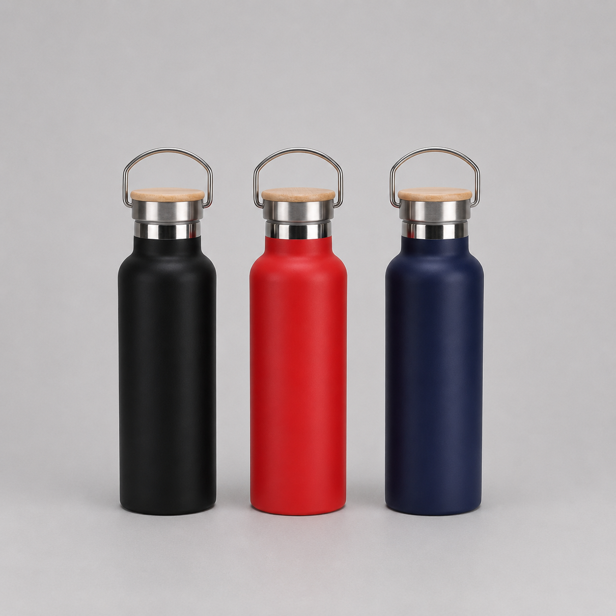 Edelstahl-Thermosflasche mit Bambus-Deckel – Doppelwandige Vakuum-Isolierflasche