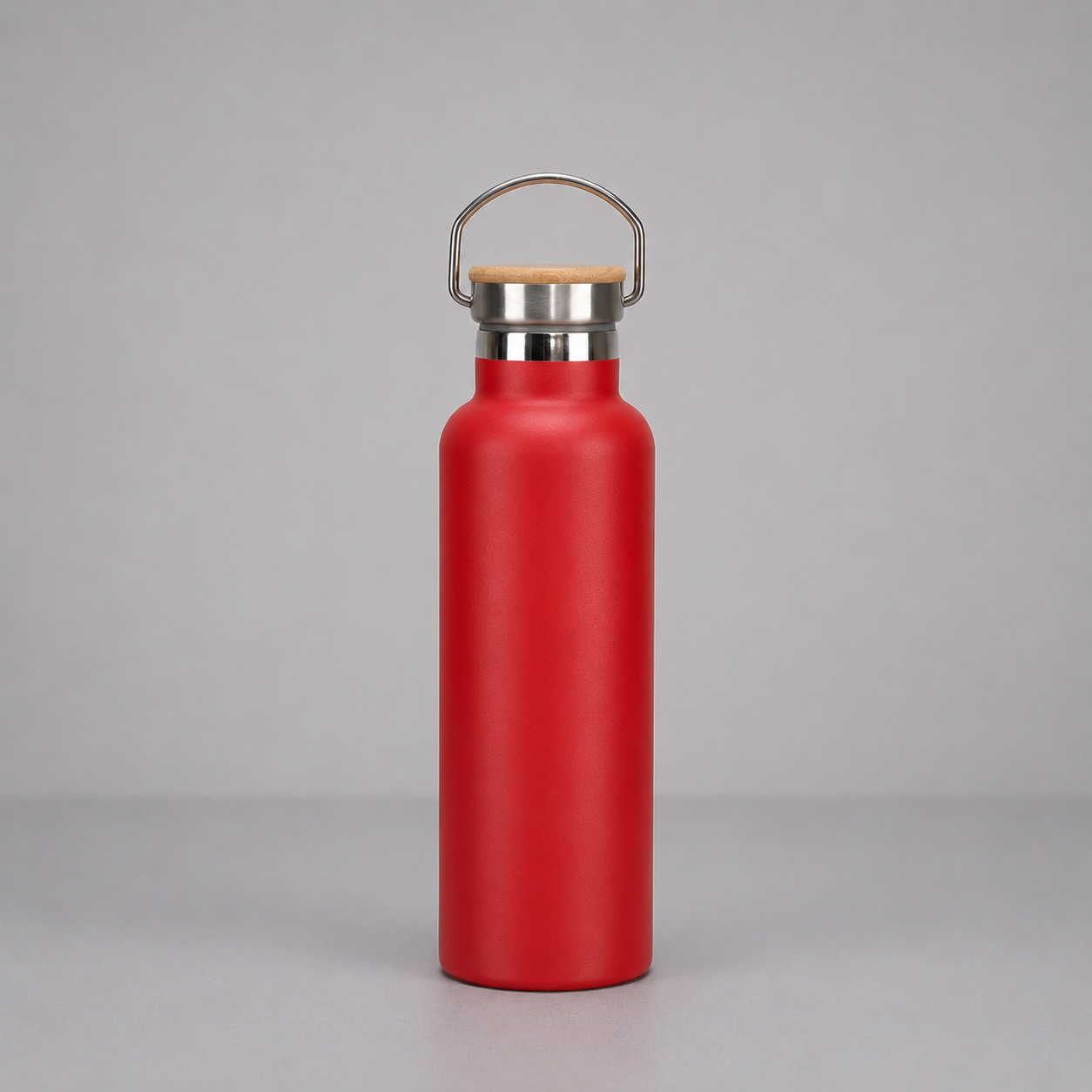 Edelstahl-Thermosflasche mit Bambus-Deckel – Doppelwandige Vakuum-Isolierflasche