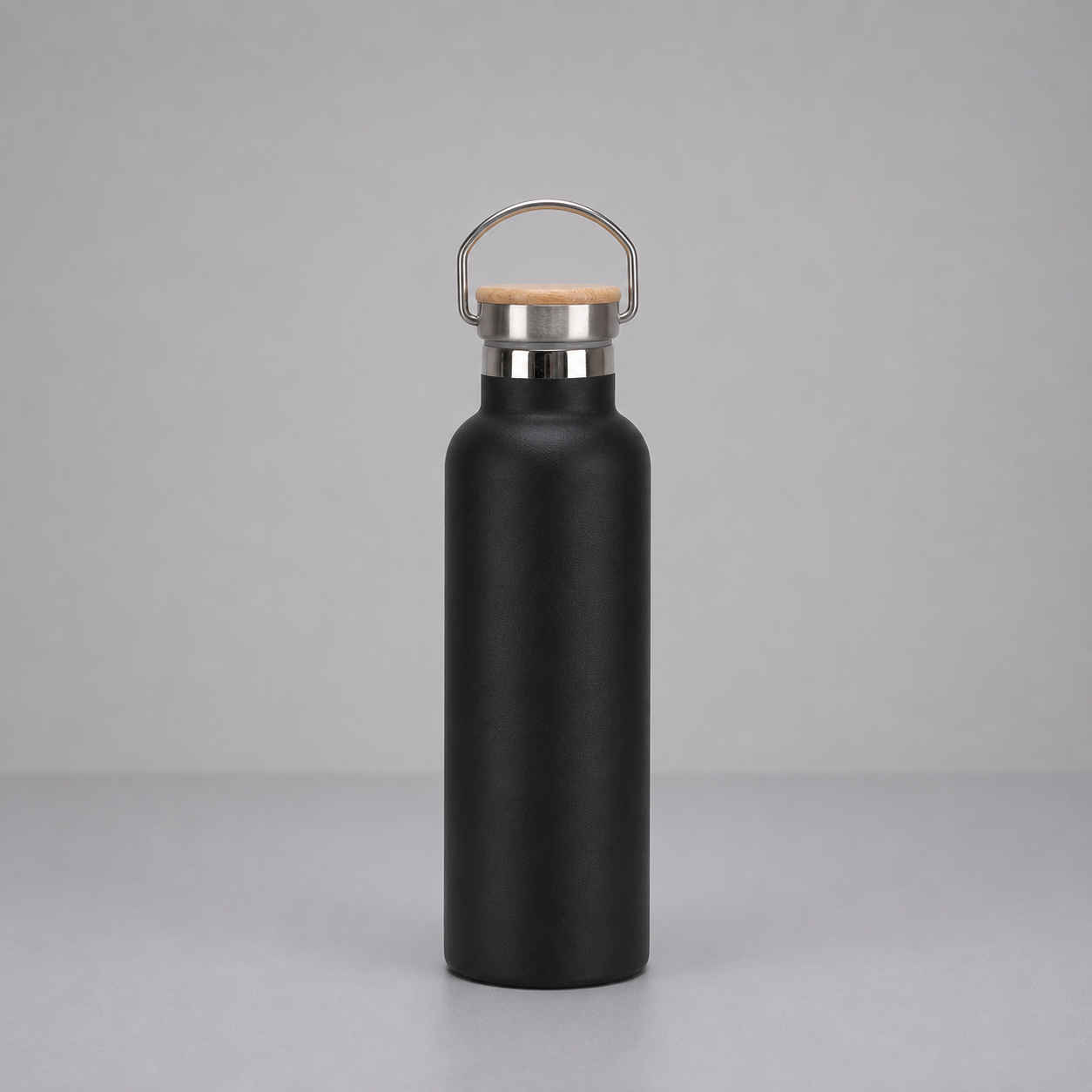 Edelstahl-Thermosflasche mit Bambus-Deckel – Doppelwandige Vakuum-Isolierflasche