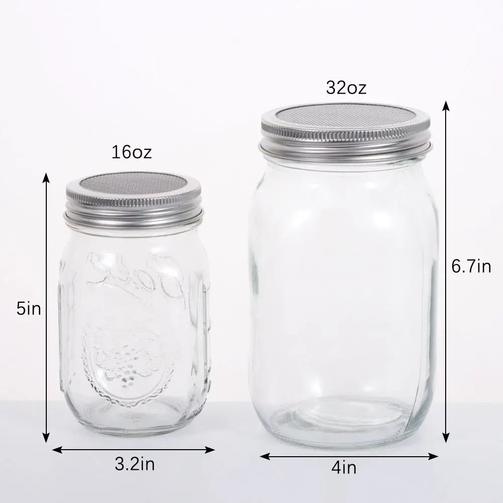 Sprossengläser mit Siebdeckel, Keimset, Wide Mouth Mason Jar Set für die Innenanzuch