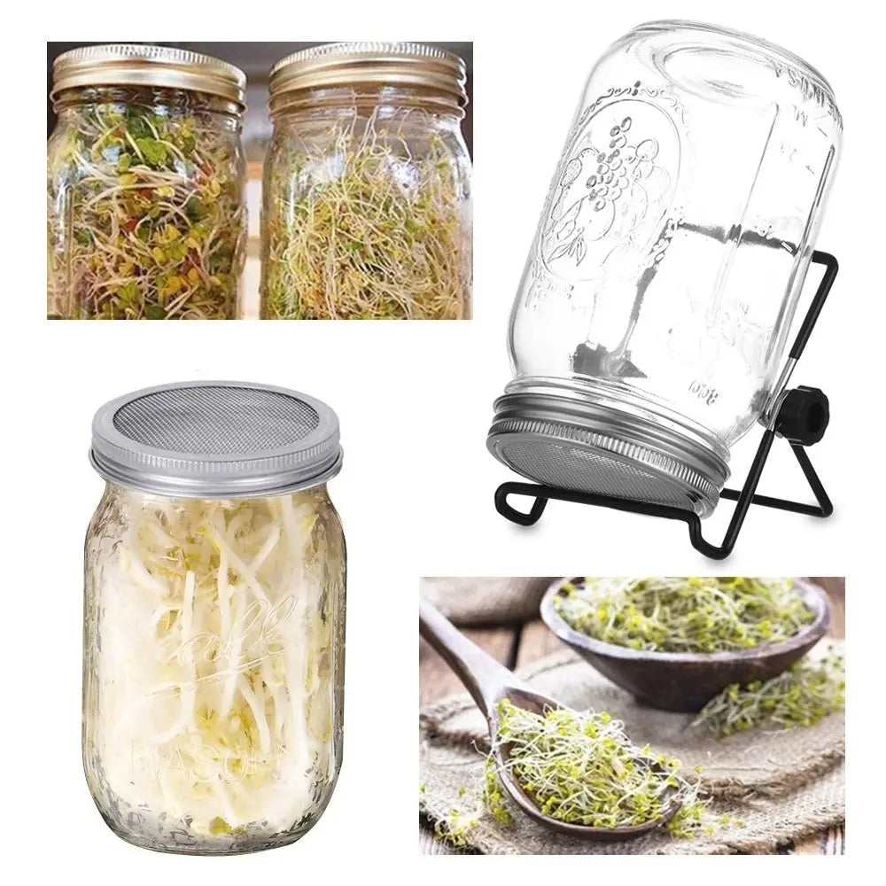 Sprossengläser mit Siebdeckel, Keimset, Wide Mouth Mason Jar Set für die Innenanzuch