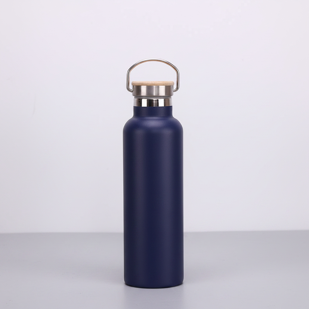 Edelstahl-Thermosflasche mit Bambus-Deckel – Doppelwandige Vakuum-Isolierflasche