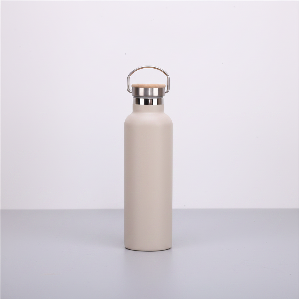 Edelstahl-Thermosflasche mit Bambus-Deckel – Doppelwandige Vakuum-Isolierflasche