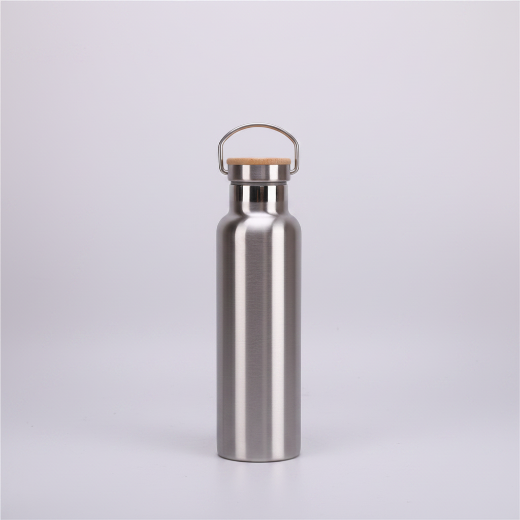 Edelstahl-Thermosflasche mit Bambus-Deckel – Doppelwandige Vakuum-Isolierflasche