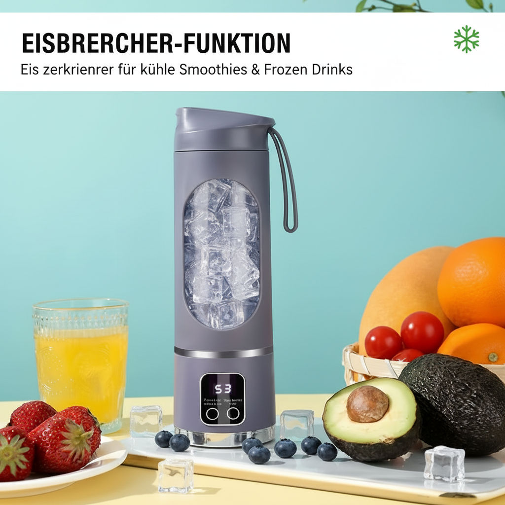Elektrischer Mini-Entsafter 450ml | 3 Stufen | 10 Klingen | USB-C | Smoothie & Eis | BPA-frei