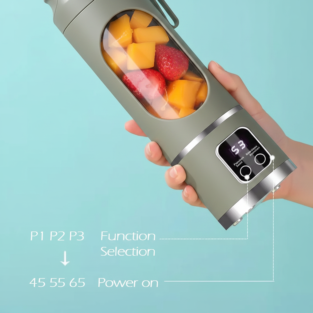Elektrischer Mini-Entsafter 450ml | 3 Stufen | 10 Klingen | USB-C | Smoothie & Eis | BPA-frei