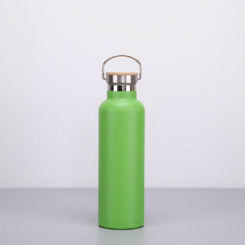 Edelstahl-Thermosflasche mit Bambus-Deckel – Doppelwandige Vakuum-Isolierflasche