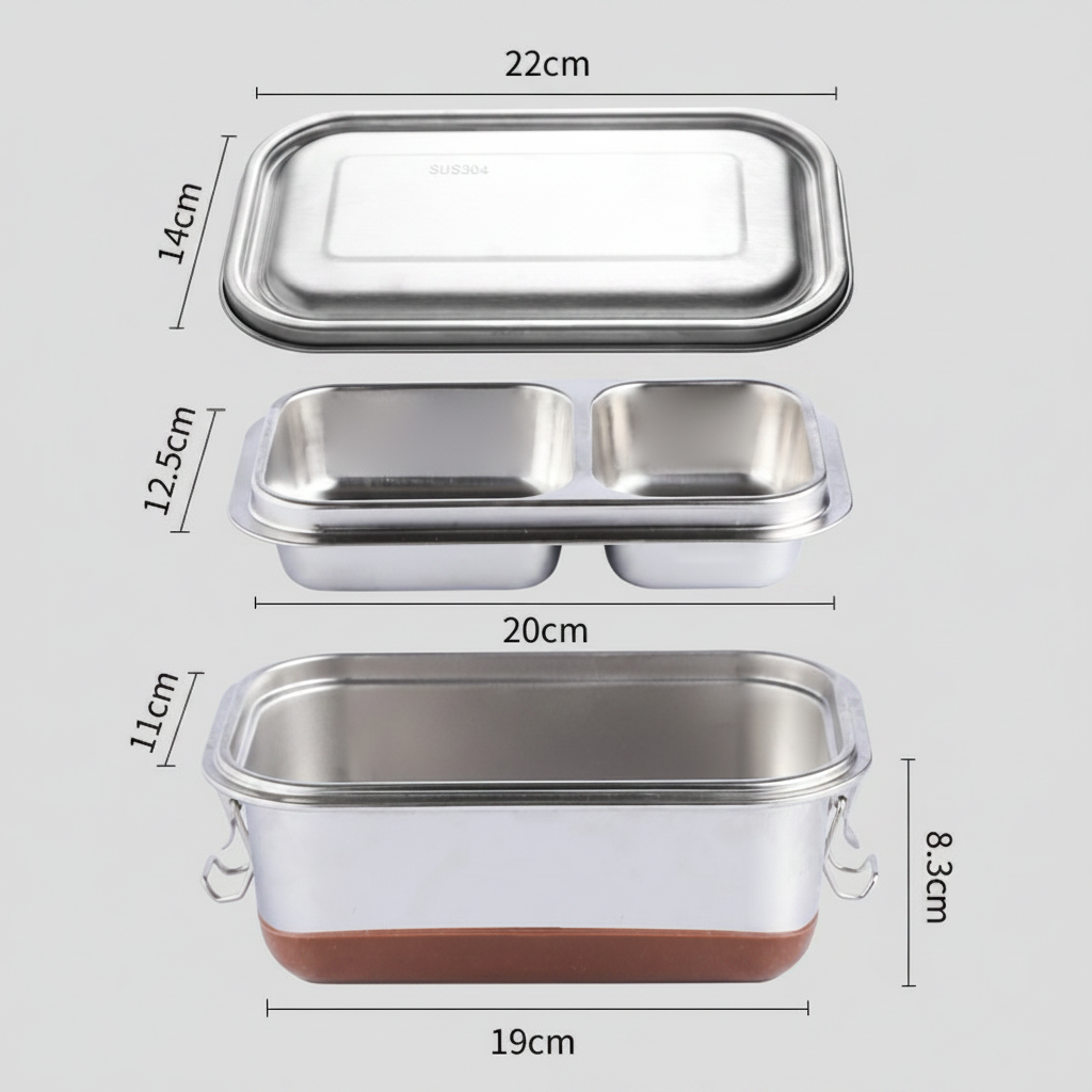 Edelstahl Lunchbox | Auslaufsicher & Doppellagig | 1,2L