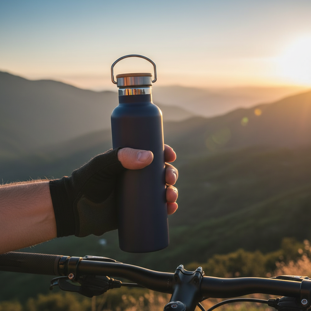 Edelstahl-Thermosflasche mit Bambus-Deckel – Doppelwandige Vakuum-Isolierflasche