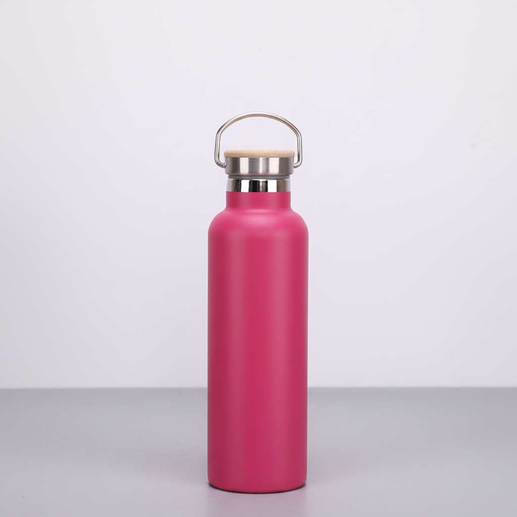 Edelstahl-Thermosflasche mit Bambus-Deckel – Doppelwandige Vakuum-Isolierflasche