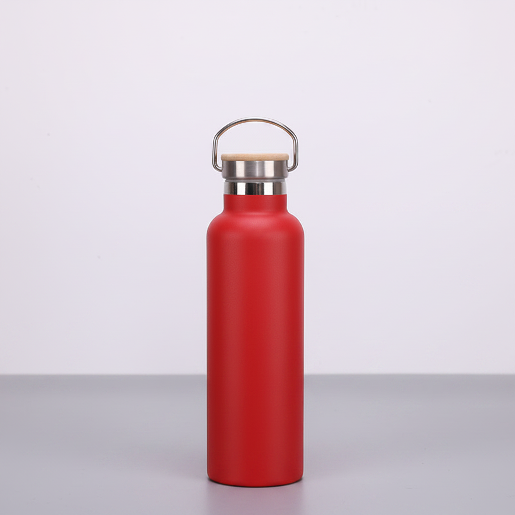 Edelstahl-Thermosflasche mit Bambus-Deckel – Doppelwandige Vakuum-Isolierflasche