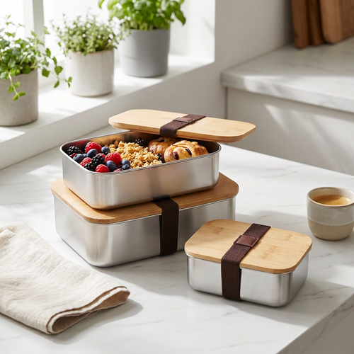 Edelstahl Bento-Box – Japanischer Stil | 550ml bis 2400ml