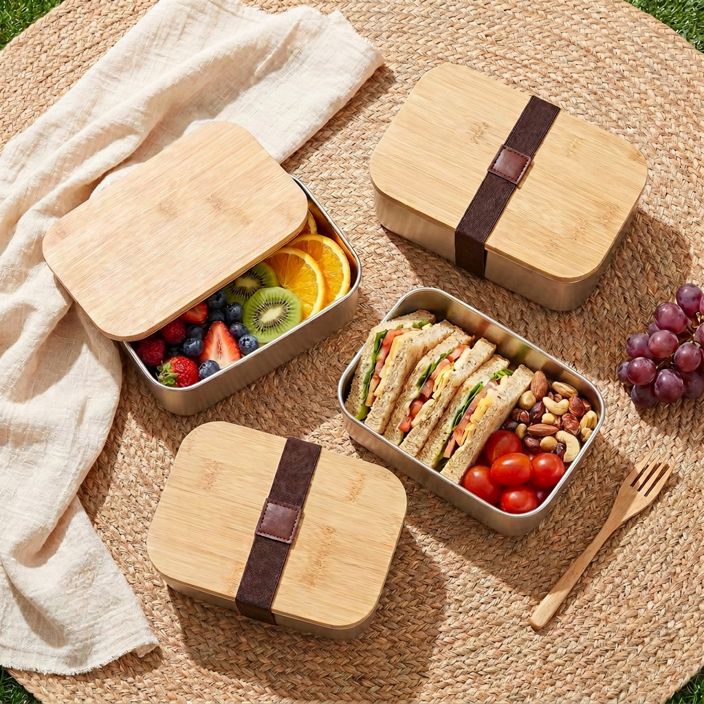 Edelstahl Bento-Box – Japanischer Stil | 550ml bis 2400ml