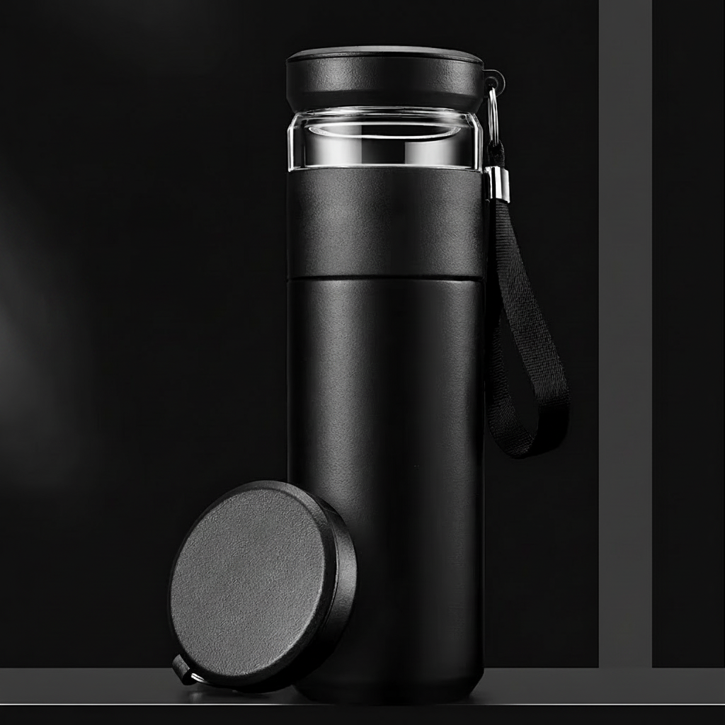 500ml Thermobecher mit Teesieb & separatem Teefach – BPA-freier Edelstahl Reisebecher für Büro & Reisen