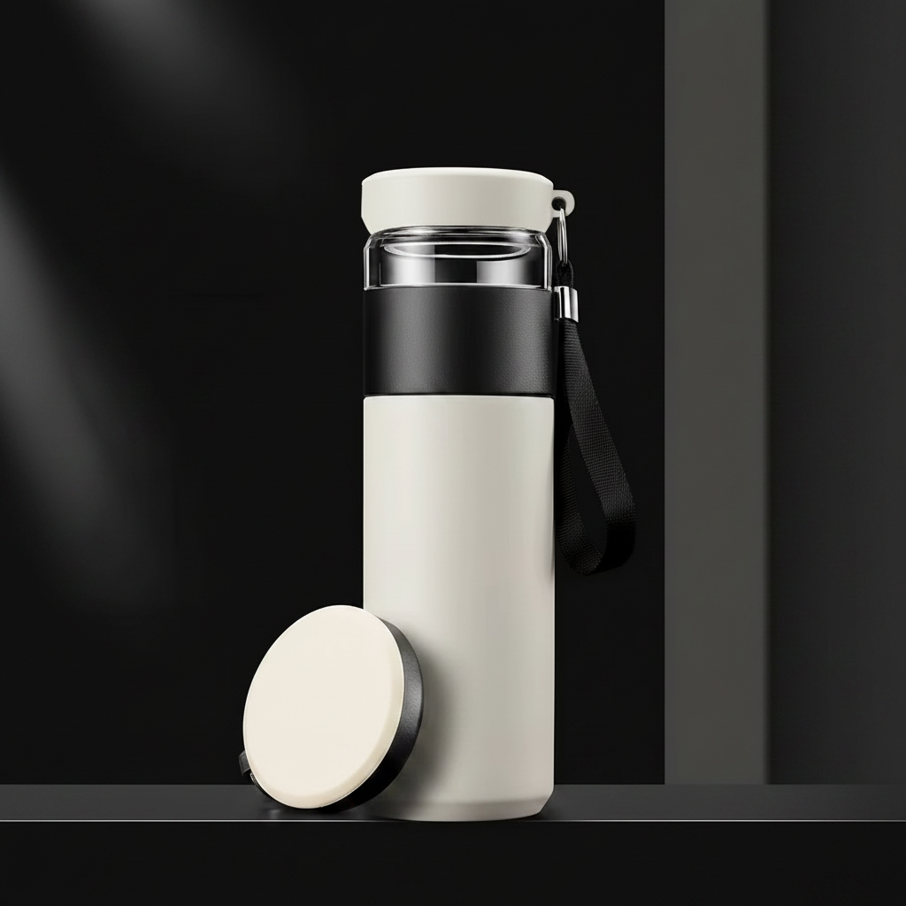 500ml Thermobecher mit Teesieb & separatem Teefach – BPA-freier Edelstahl Reisebecher für Büro & Reisen