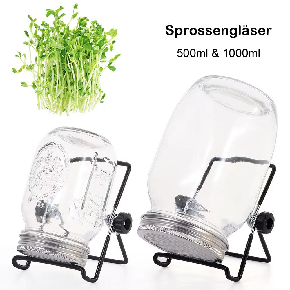 Keimset mit Sprossengläsern & Edelstahl-Siebdeckel – Wide Mouth Mason Jar Set für die Innenanzucht